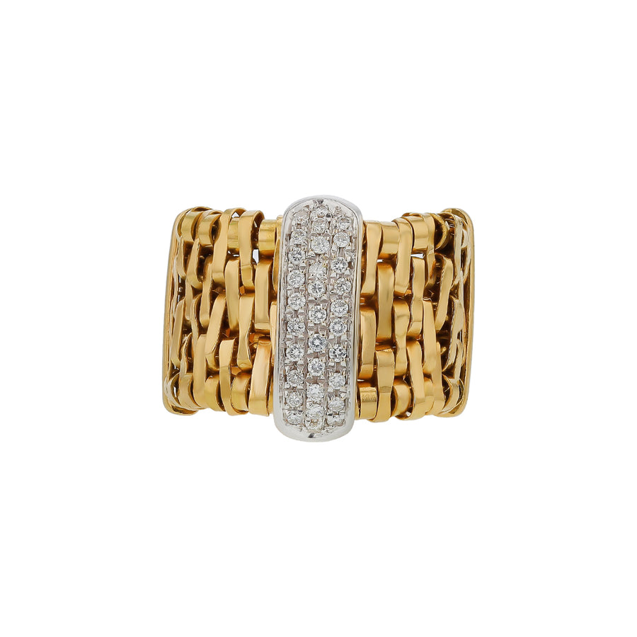 Orlandini 0.44ct Diamond Brick Mesh Ring in 18K Yellow Gold, Size 7.25