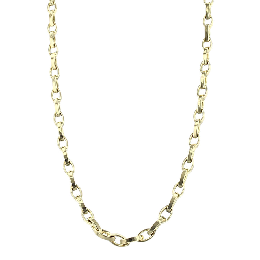 Designer Gold Almond Link Chain in 18K Yellow Gold, 17"