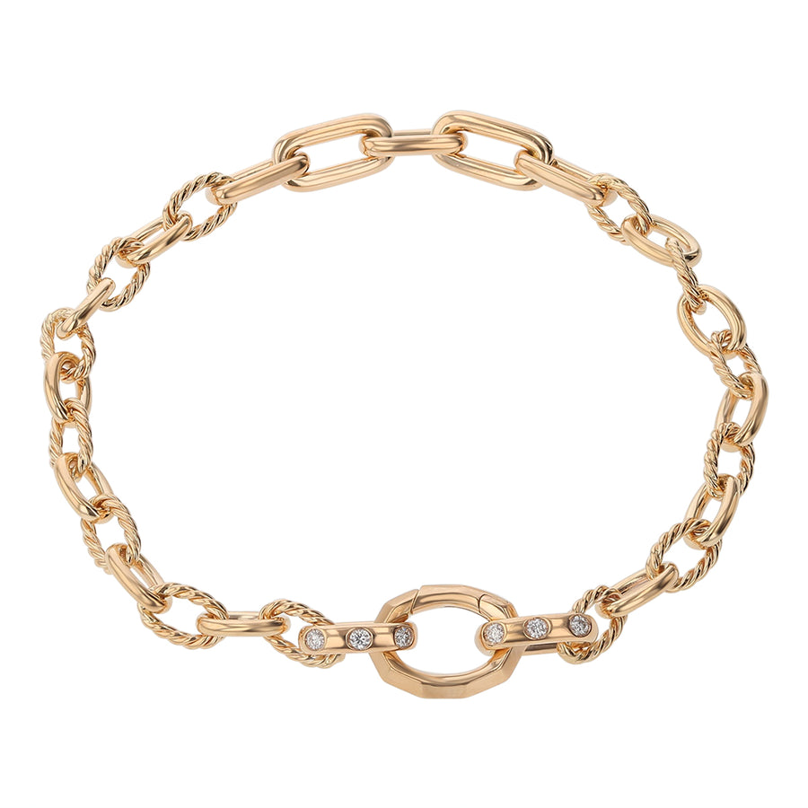 18K YELLOW GOLD DIAMOND DY CABLE STAX LINK 7" BRACELET