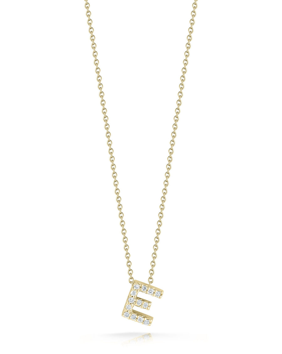 Tiny Treasures 0.06ct Diamond Love Letter "E" Pendant in 18K Yellow Gold, 16-18" chain