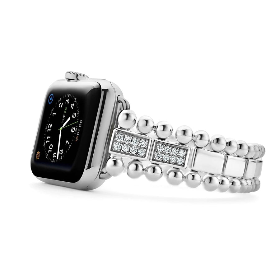 38mm Smart Caviar 1.20ct Diamond Link Watch Bracelet in Sterling Silver Size 7