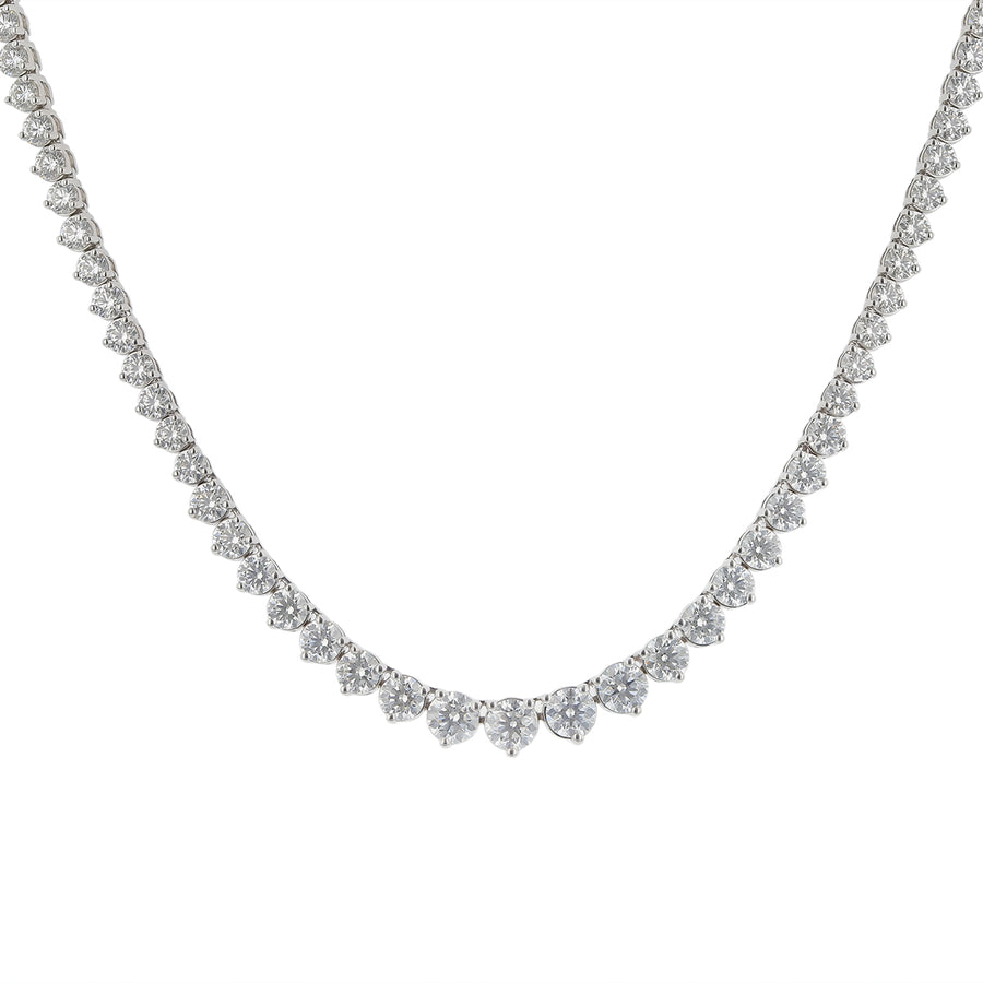8.15-8.53ct Diamond Graduated Line Necklace in 18K White Gold, 18"