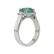 2.51ct Cushion East African Tourmaline Heated and 0.46ct Diamond 3 Stone Ring in Platinum, size 6.75
