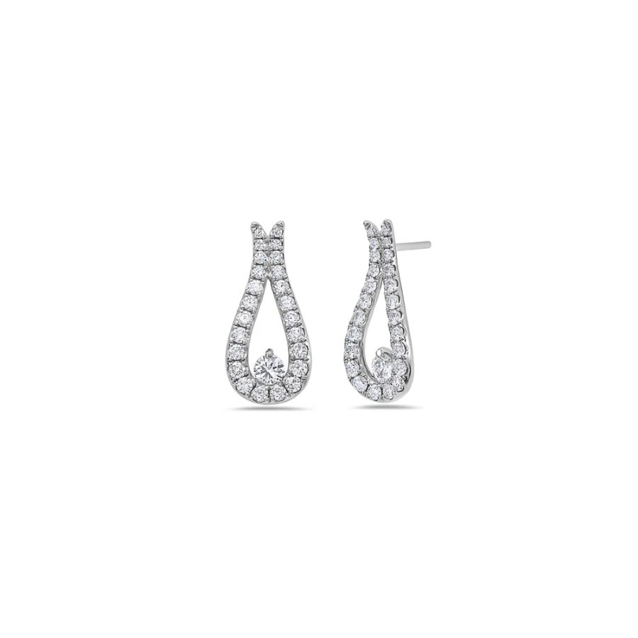 1.11ct Diamonds Teardrop Earrings in 18K White Gold