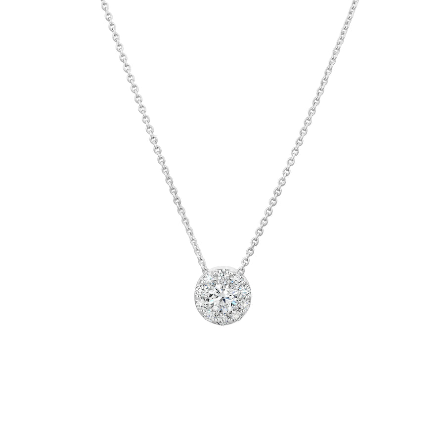 Fulfillment 0.22-0.28ct Diamond Halo Pendant in 18K White Gold, 18" chain