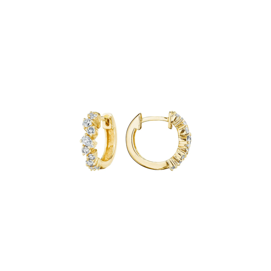 Baby Stardust Diamond Huggie Hoop Earrings in 18K Yellow Gold, 14mm
