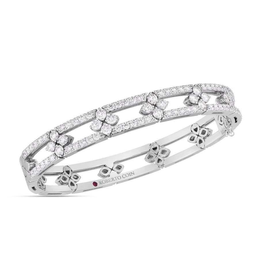 Love in Verona 3.69ct Diamond Open Frame Bangle Bracelet in 18K White Gold