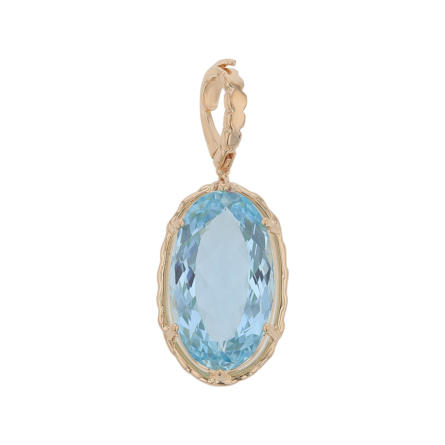 21.24ct Oval Aquamarine Six Prong Pendant in 14K Yellow Gold