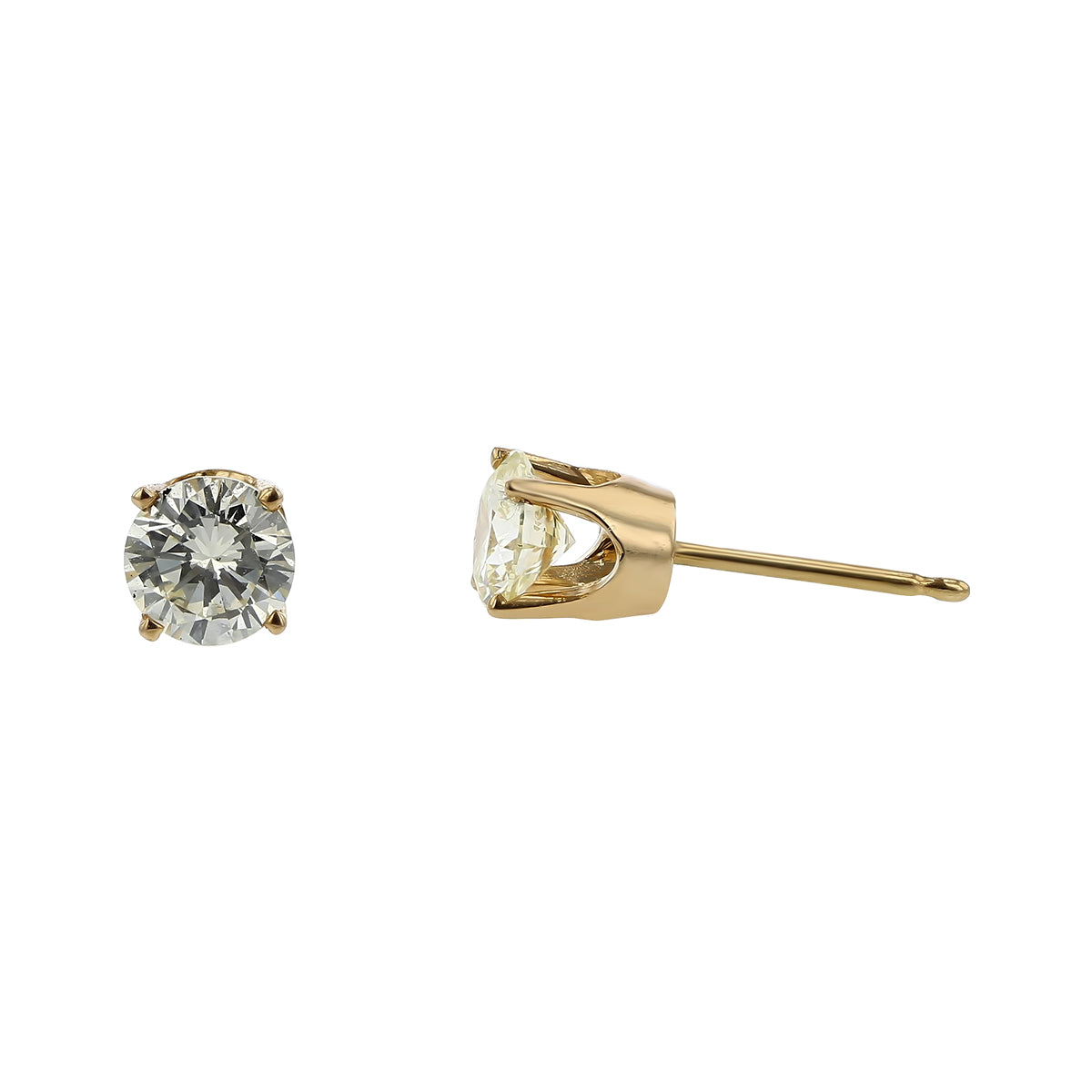 Round Diamond Stud Earrings in 14K Yellow Gold