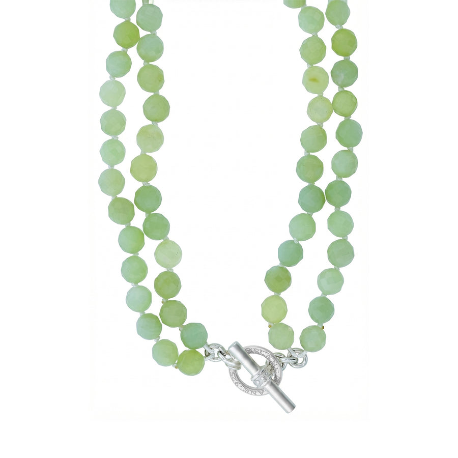 Slane Green Chalcedony Double Row Bead Necklace in Sterling Silver, 15"