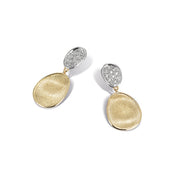 Lunaria Diamond Petal Drop Earrings in 18K White and Yellow Gold