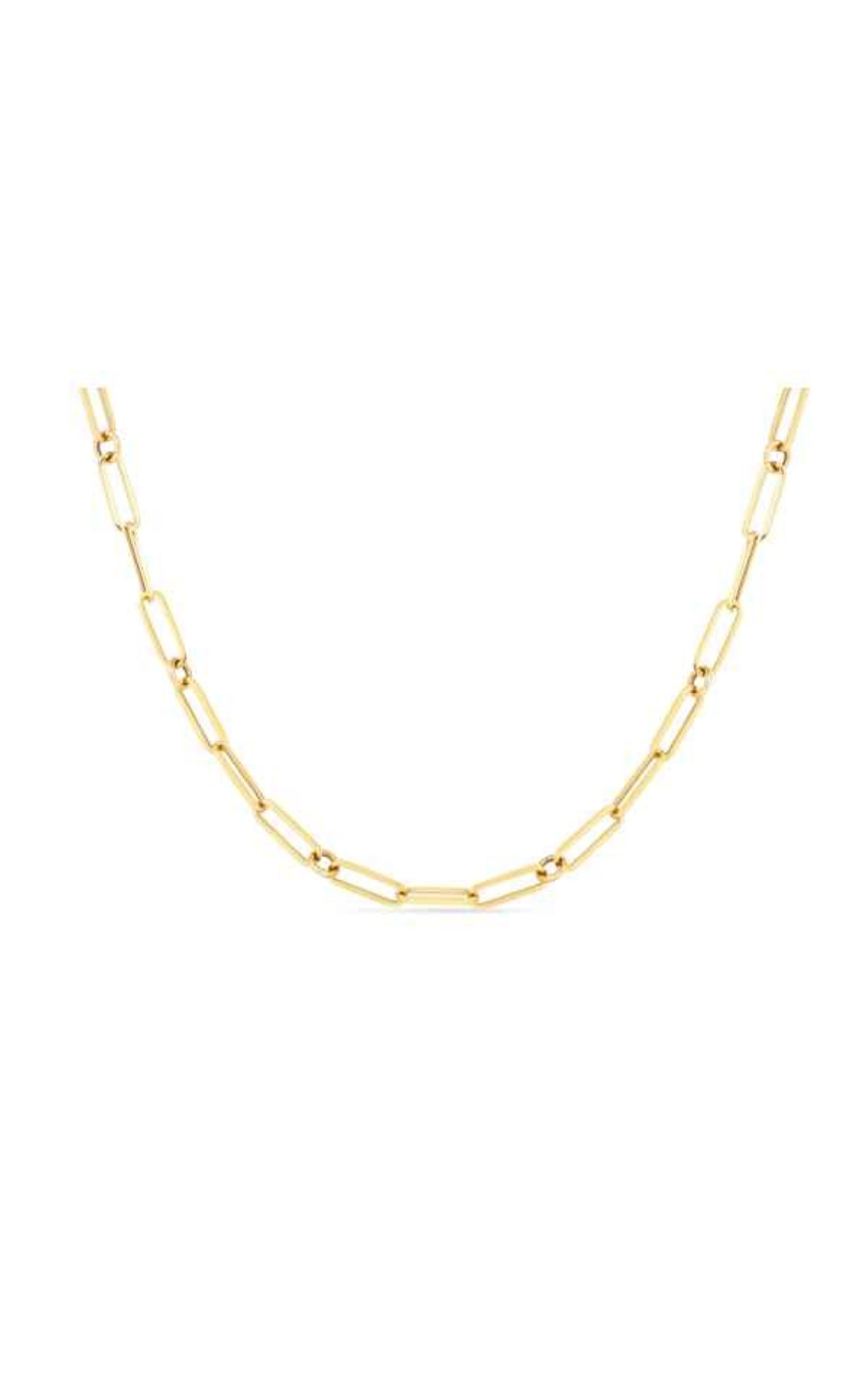 Designer Gold Paperclip and Round Link Chain in 18K Yellow Gold, 17"