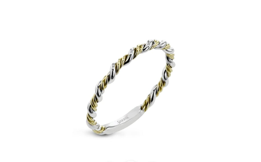 Wedding Band in 18K White and Yellow Gold, Size 6.25