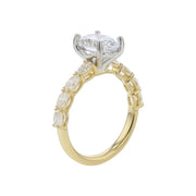 Grand Aire Petite Diamond Semi-Mount Ring in 18K Yellow Gold and Platinum for Oval Center, Size 6