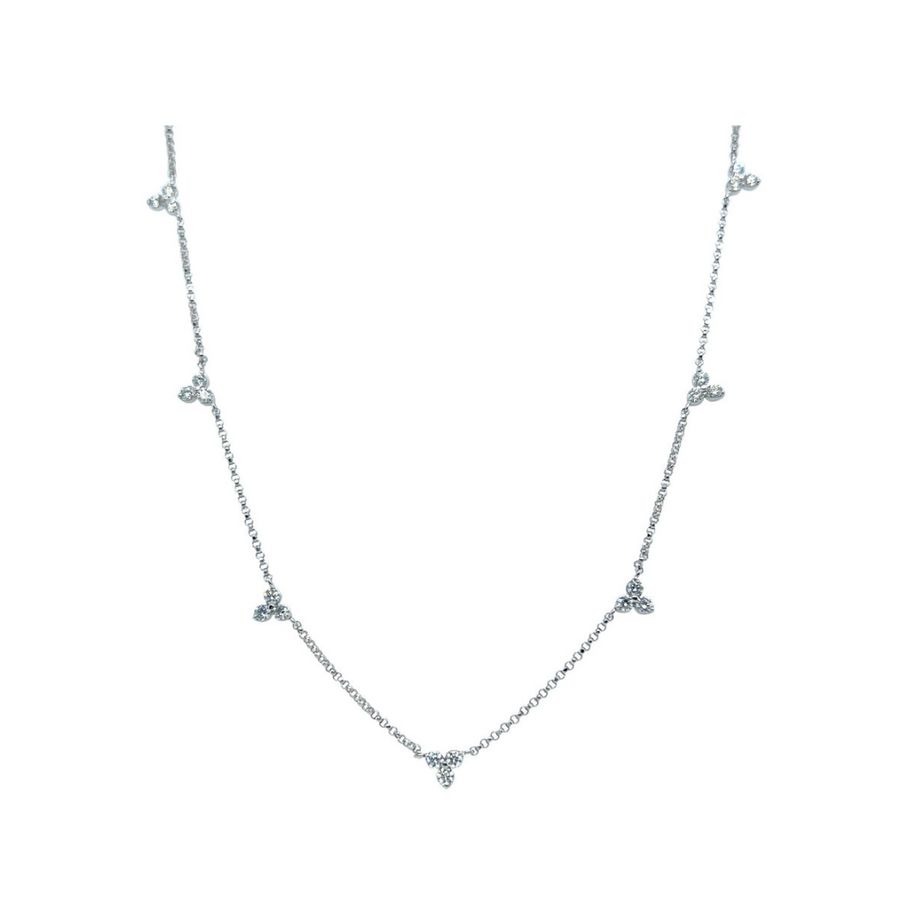 Love by the Inches 0.65ct Diamond 7 Station Necklace in 18K White Gold, 17"