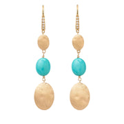 Siviglia Turquoise stone Drop Earrings with Diamonds in 18k Yellow Gold