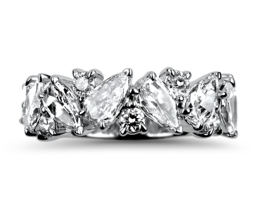 L'Amour 1.59ct Crisscut and Pear Diamond Partway Ring in 14K White Gold, size 6.5