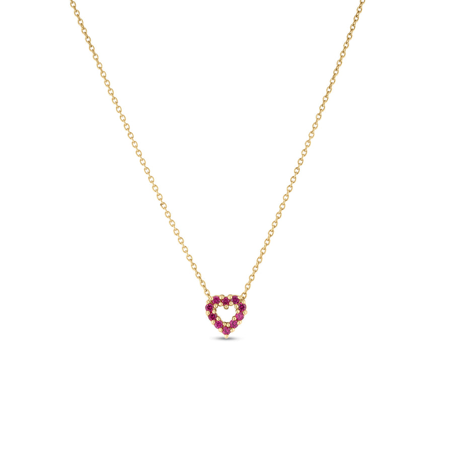 Tiny Treasures 0.10ct Diamond and 0.10ct Rubies Reversible Heart Pendant in 18K Yellow Gold, 16-18" chain