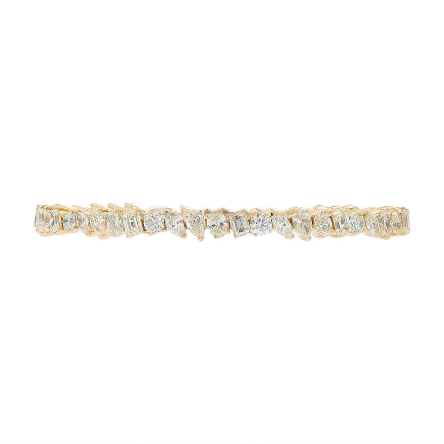 Multi Shaped Diamond Bangle Bracelet in 14K Yellow Gold