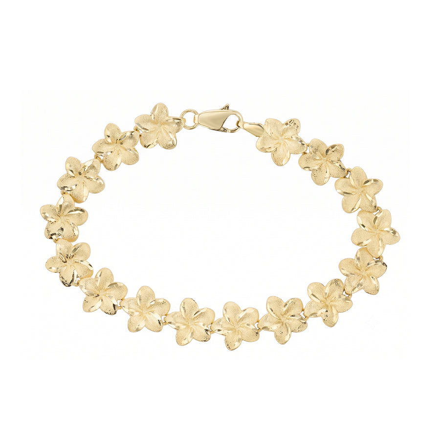 Flower Bracelet in 14K Yellow Gold, 7"
