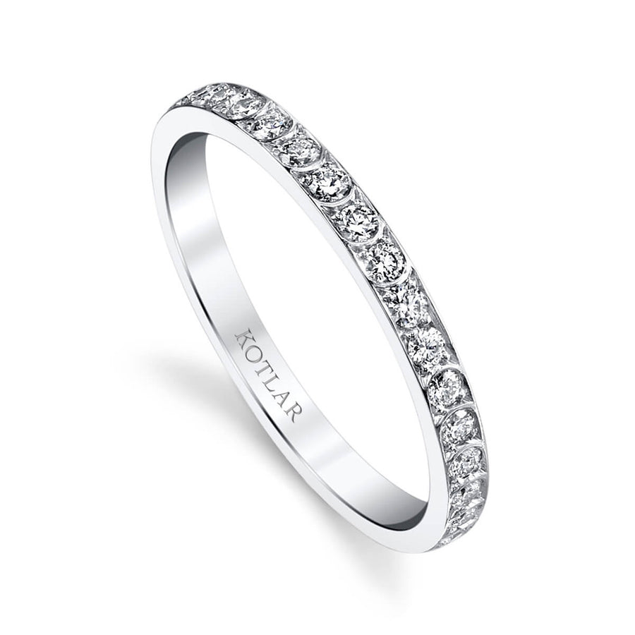 Scallop Artisan Pave 0.51ct Diamond Eternity Band in Platinum, size 6