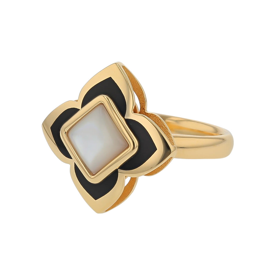 Palazzo Ducale Mother of Pearl Ring in 18K Yellow Gold, Size 6.5