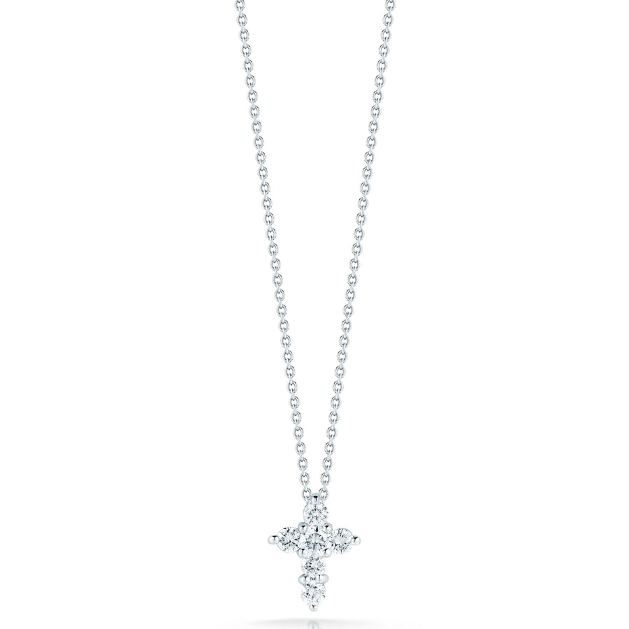 Tiny Treasures 0.20ct Diamond Cross Pendant in 18K White Gold, 18" chain