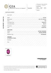 1.63ct Oval Pink Sapphire and 0.34ct Diamond Ring in Platinum, Size 5.25