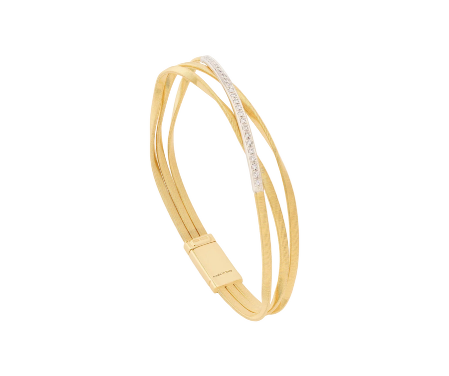 Marrakech 0.17ct Diamond 3 Strand Bracelet in 18K Yellow and White Gold, size 7