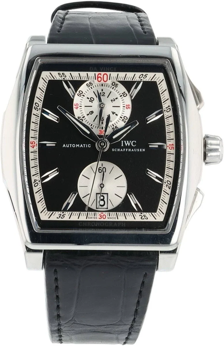 43mm IWC Da Vinci Watch with Black Dial in Stainless Steel, Strap