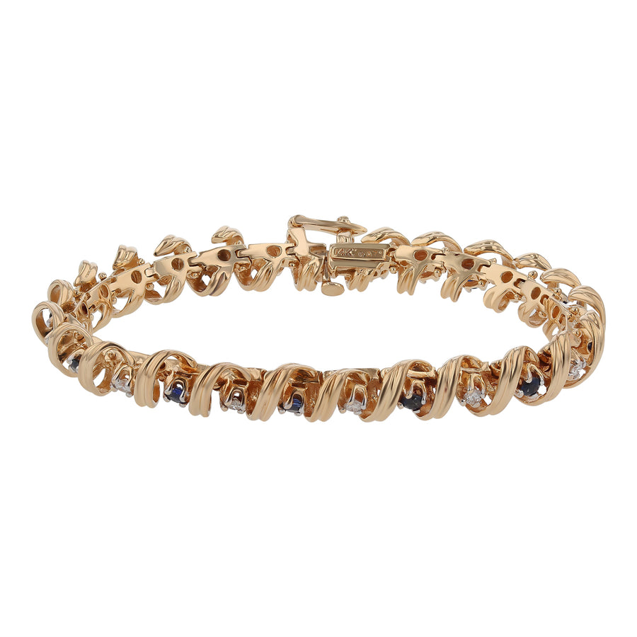 0.60ct Diamond and 0.91ct Sapphire Bracelet in 18K Yellow Gold
