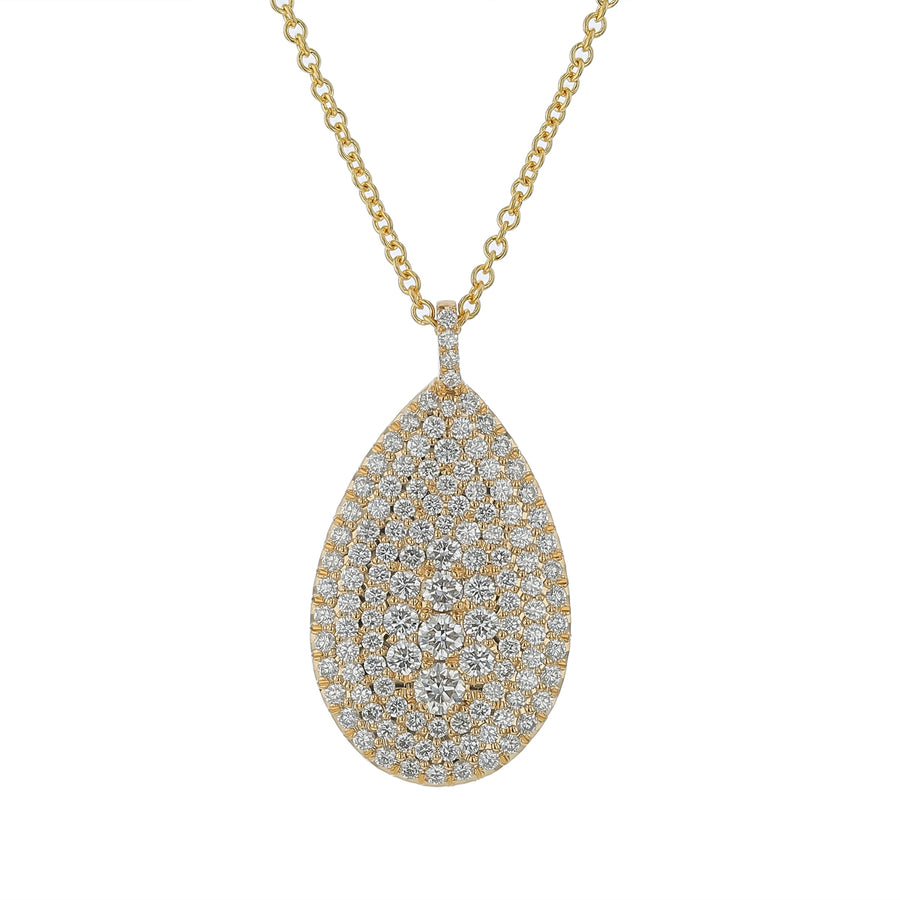 1.00ct Diamond Teardrop Pendant in 18K Yellow Gold, 18" chain