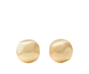 Africa Button Stud Earrings in 18K Yellow Gold