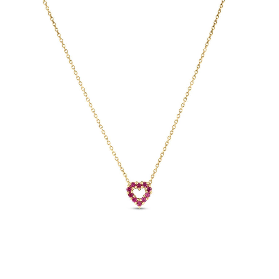 Tiny Treasures 0.10ct Diamond and 0.10ct Rubies Reversible Heart Pendant in 18K Yellow Gold, 16-18" chain