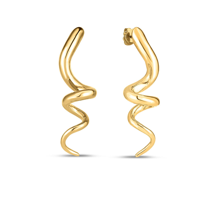 Designer Gold Large Spiral Earrings in 18K Yellow Gold