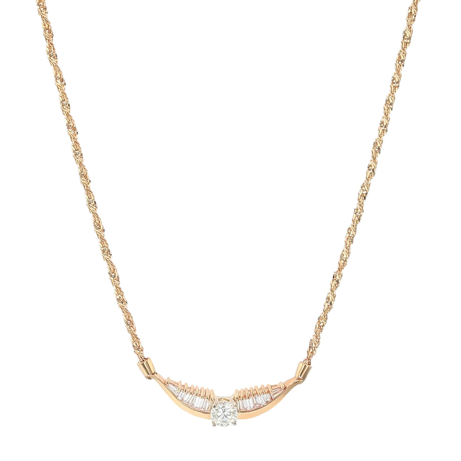 1.11ct Round Diamond and 0.98ct Tapered Baguette Diamond Necklace in 14K Yellow Gold, 17"