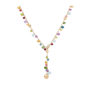Africa 0.10ct Diamond Mixed Gemstone Lariat Necklace in 18K Yellow Gold
