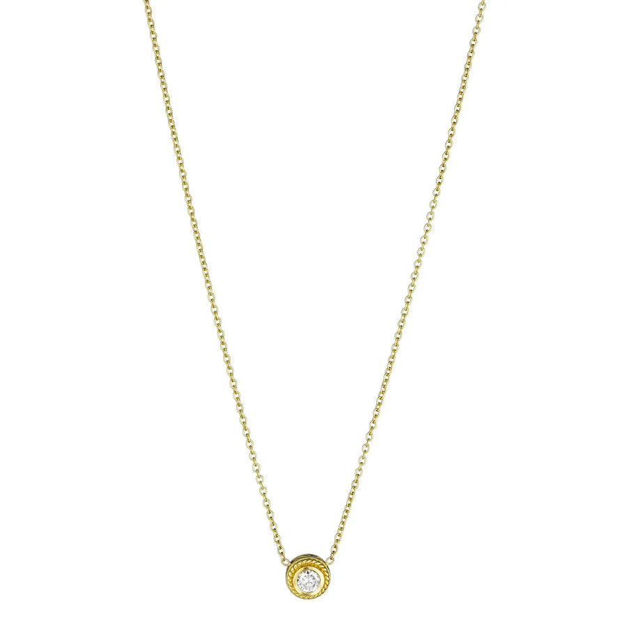 Round Diamond Solitaire Necklace in 18K Yellow Gold, 18in