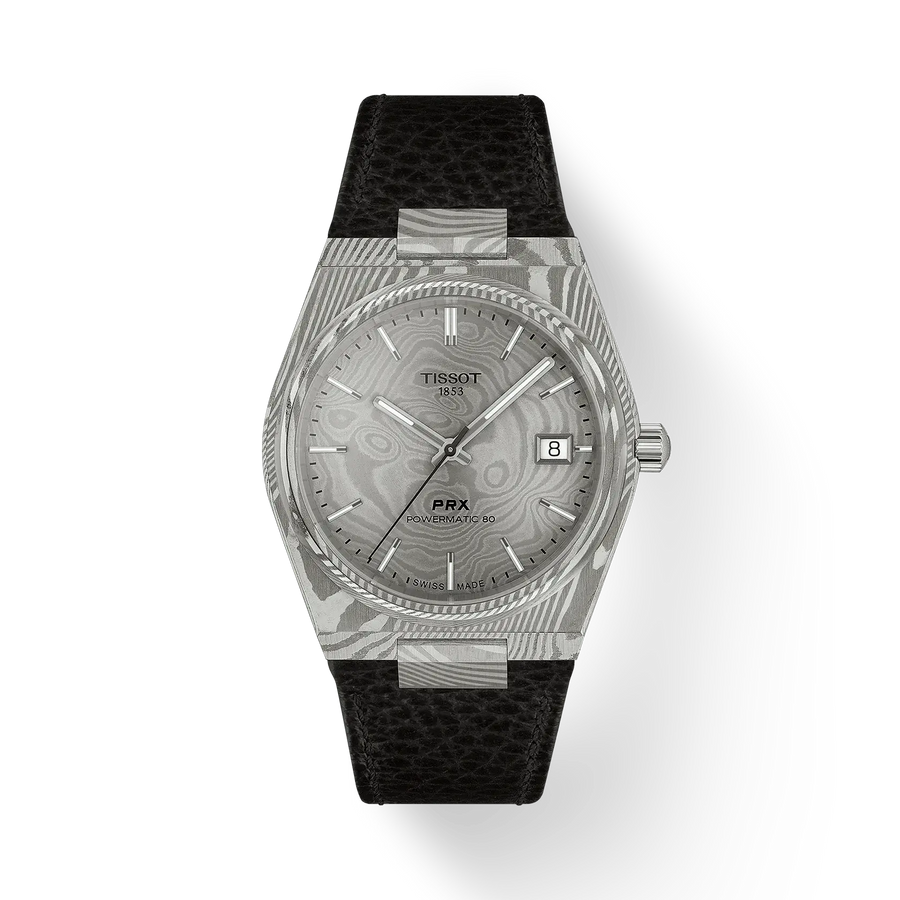 38mm PRX Watch with Grey Dial in Damascus Steel, Strap