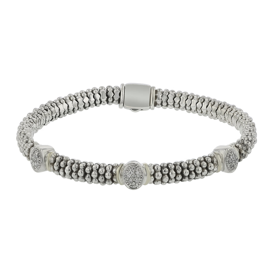 Lagos Caviar Vintage Diamond Station Bracelet in 18K Yellow Gold and Sterling Silver