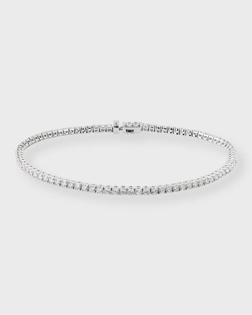 Classic 1.96-2.05ct Diamond 4-Prong Tennis Bracelet in 18K White Gold, 7"