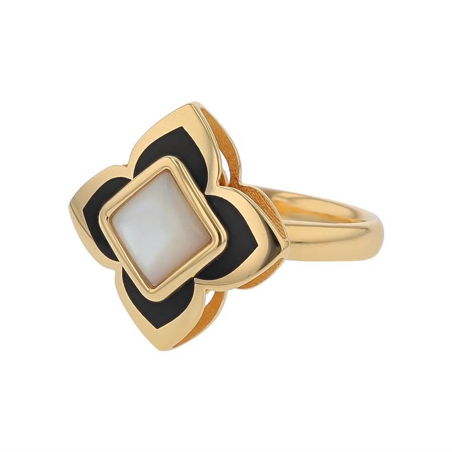 Palazzo Ducale Mother of Pearl Ring in 18k Yellow Gold, 6.5