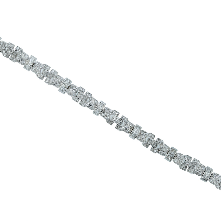 5.55ct Diamond Art Deco Fancy Link Bracelet in Platinum, 7"