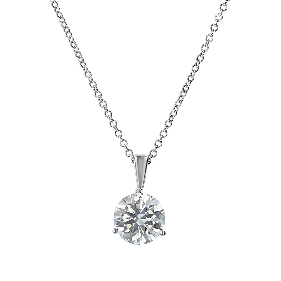 Hearts On Fire Classic 0.48-0.53Ct Diamond Solitaire Pendant on Chian in 18K White Gold, 18in