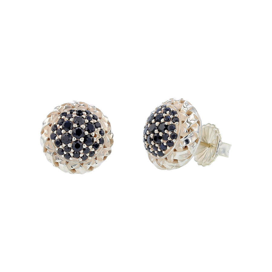 Slane Blue Sapphire Pave Cluster Earrings in Sterling Silver