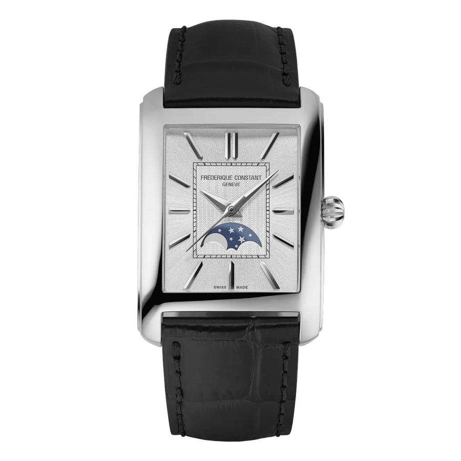 42x30mm Classics Carree Moonphase Watch with White Dial in Stainless Steel, Strap