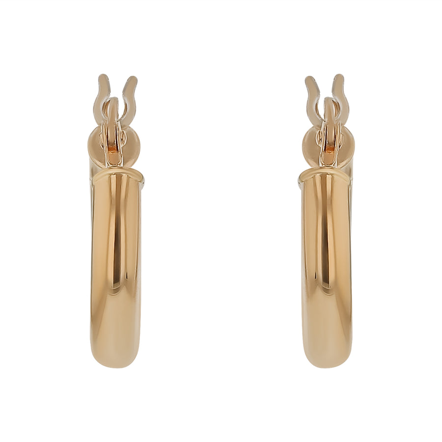 Round Tube Polished Hoop Earrings in 14K Yellow Gold, 3x15mm