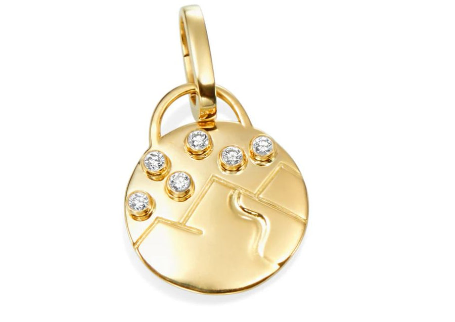 Lucky Life 0.20Ct Diamond Mountains Charm Only in 18k Yellow Gold