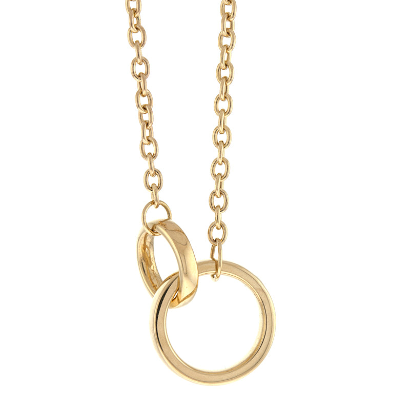 Polished Interlocking Circles Necklace in 14K Yellow Gold 18"
