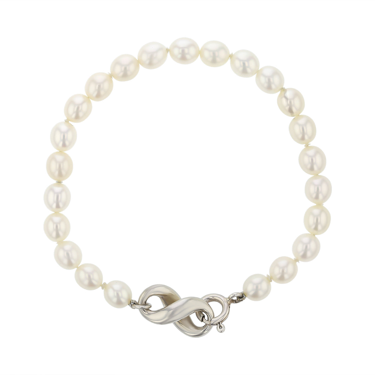Tiffany & Co Infinity Pearl Bracelet in Sterling Silver, 7.75in